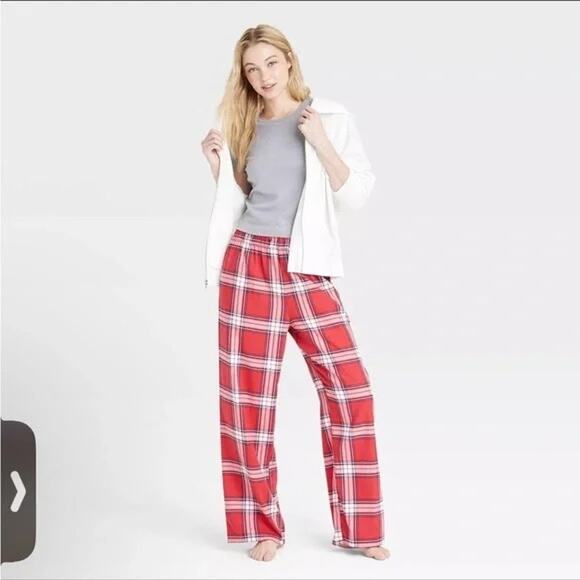Colsie NWT Women's Red Plaid Flannel Sleep Pants Size L - Picture 2 of 9